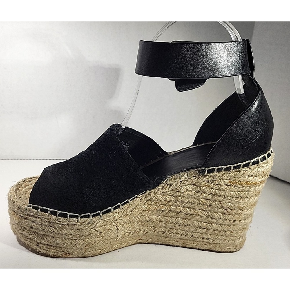 Marc Fisher LTD Adalyn Espadrille Wedge Sandals Black Suede Women's 7.5 - Picture 8 of 9